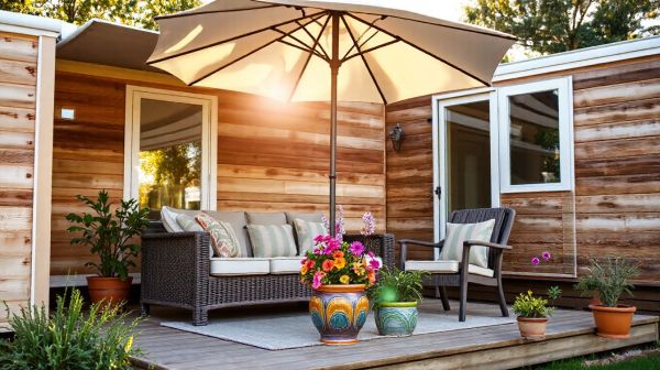Terrasse mobil home parfaite : astuces pour un aménagement extérieur réussi